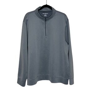 Hickey Freeman Comfort Stretch 1/4 Zip Pullover Shirt Size XL Gray Stripe‎ Golf